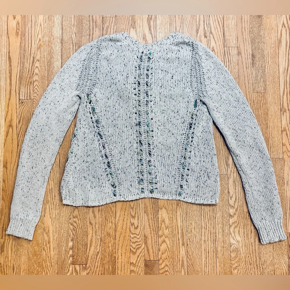 Anthropologie Knitted & Knotted Moto Zip Ribbon Cardigan Sweater Small - Picture 4 of 9